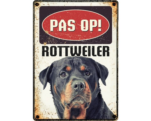 Metalen bord Rottweiler 21x14,8 cm