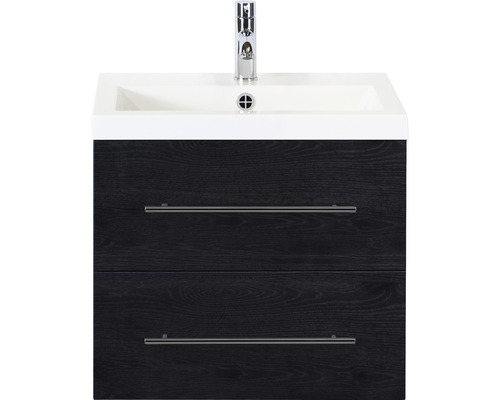 SANOX Badkamermeubelset Straight met wastafel 60 cm black oak Wastafelonderkast met wastafel en kraan