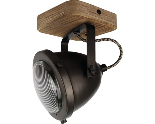 Plafondlamp van hout en metaal