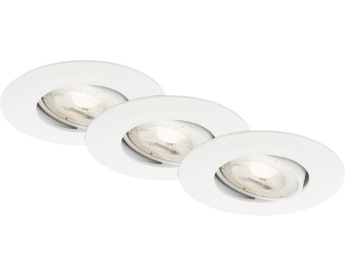 BRILONER LED Inbouwspot set 7048 Ø 90 mm wit, 3 stuks