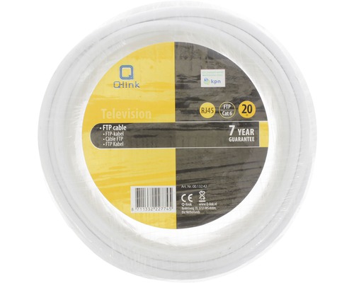 Q-Link televisie FTP kabel rol met 20 meter en zeven jaar garantie