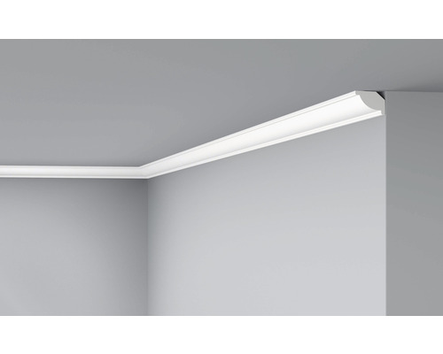 DECOFLAIR Sierlijst plafond C5 2x1,5x200 cm 2 stuks Kameraanzicht van een kamer met sierlijsten aan de muur en het plafond