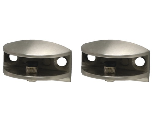 DURALINE Plankdrager clip Glass geborsteld nikkel, 2 stuks