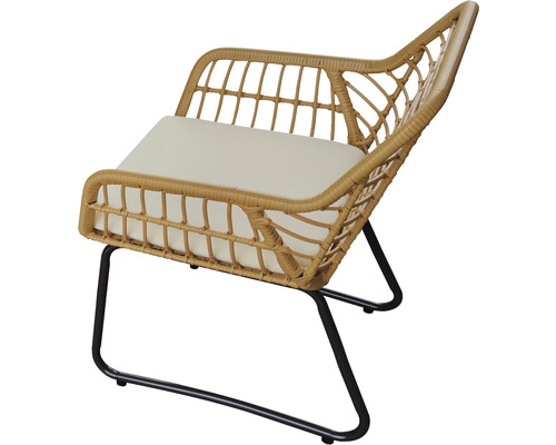 Rotan stoel met kussen en metalen frame