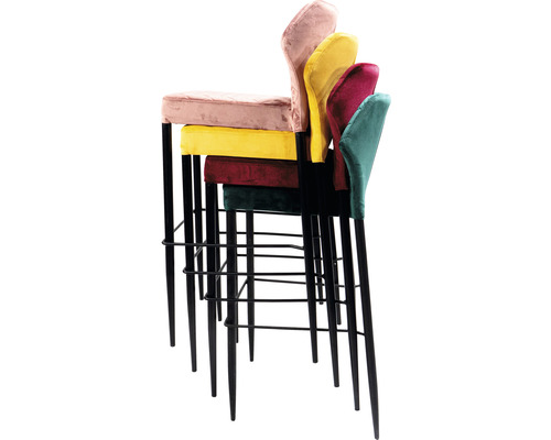 Stapel van meerdere barkrukken met stoffen bekleding en metalen frame