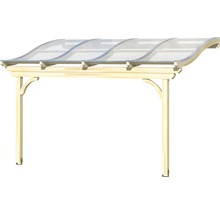 Houten carport met golvend transparant dak