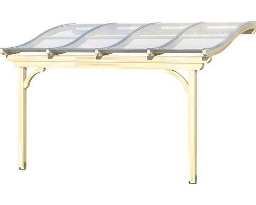 Houten carport met golvend transparant dak