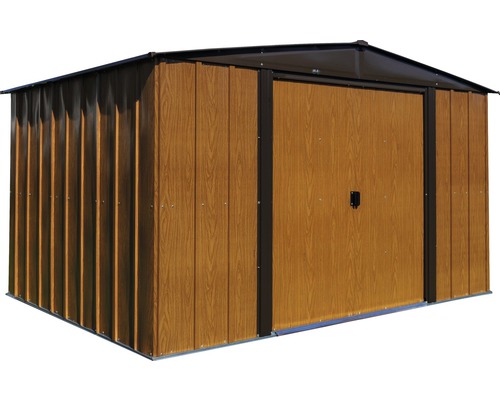 Metalen tuinhuis met houteffect