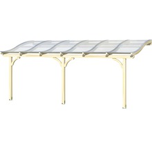 Carport met transparant dak en houten frame
