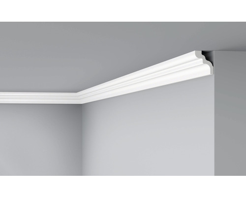 DECOFLAIR Sierlijst plafond D13 5x4,5x200 cm 2 stuks Witte sierlijst aan het plafond in een kamer