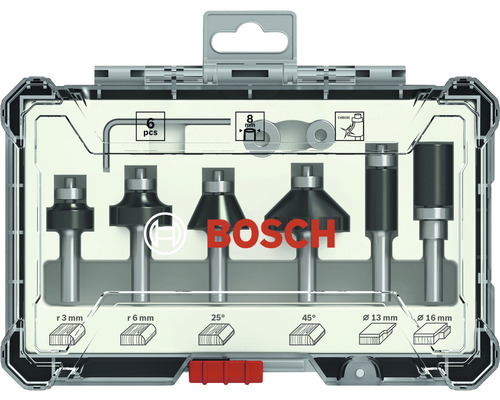 Bosch frezenset met zes frezen en accessoires in koffer