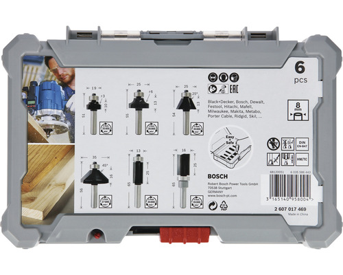 Bosch frees set met zes stuks in koffer