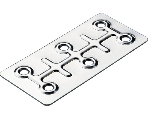 HETTICH Verbindingsplaat 86x40 mm verzinkt, 20 stuks Metalen verbindingsplaat met gaten voor schroeven