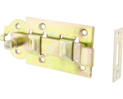 Gele metalen deurvergrendeling met bevestigingsmateriaal