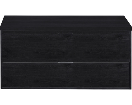 Zwarte wastafelonderkast met twee laden