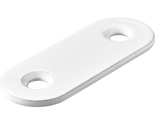 HETTICH Verbindingsplaat ovaal 40x15 mm wit, 50 stuks Witte metalen verbindingsplaat met twee gaten