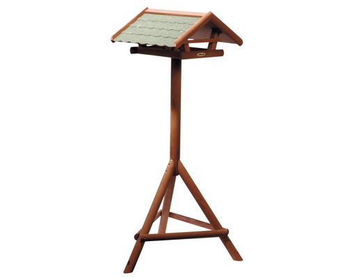 Houten vogelhuis met standaard voor de tuin