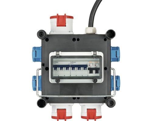 Bouwstroomverdeler met zekeringen en stopcontacten