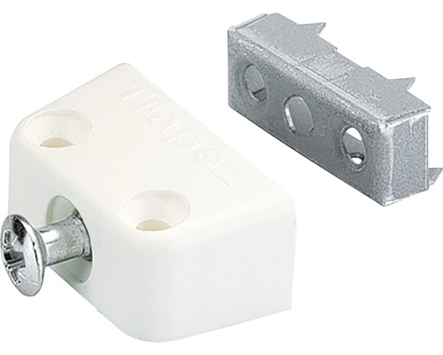 HETTICH Trapezium paneelverbinder wit, 10 stuks Trapezium hoekverbinder met schroef en metalen houder