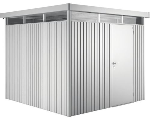 BIOHORT Berging HighLine H4 incl. standaarddeur zilver metallic 275x275 cm Metalen tuinhuis met deur