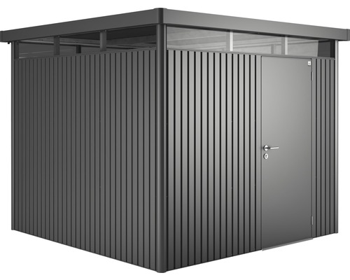 BIOHORT Berging HighLine H4 incl. standaarddeur donkergrijs metallic 275x275 cm Metalen tuinhuis met deur voor de tuin