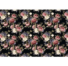 Bloemenpatroon met rozen en pioenen op een donkere achtergrond