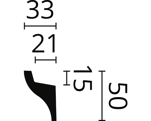 Technische tekening van een decoratief element met afmetingen