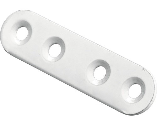 HETTICH Verbindingsplaat ovaal 60x15 mm wit, 50 stuks Metalen verbindingsstuk met vier gaten voor bevestiging
