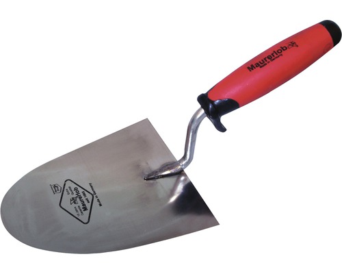 MAURERLOB Arnhemmer metseltroffel softgrip linkshandig roestvrij staal, 180 mm Metselwerk troffel met stalen blad en kunststof handvat