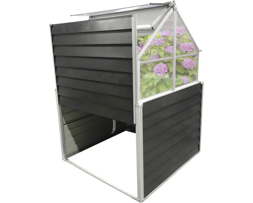 Verhoogde tuin kas met bloemen