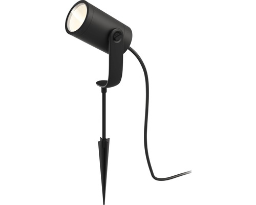 Zwarte tuinspot met grondpen en kabel