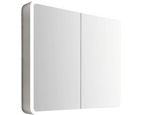 FOCCO Spiegelkast ORGANIZER MIRROR met LED-verlichting 70x80x11,5 cm grijs mat Spiegelkast met twee deuren en verlichting