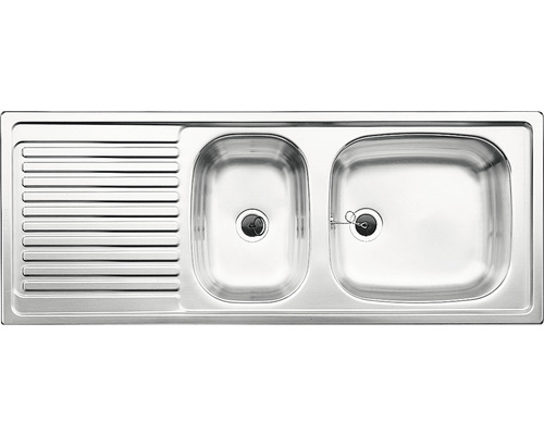 Roestvrijstalen spoelbak met twee bakken en afdruiprek