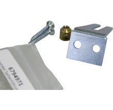 Accessoireset voor sanitaire installaties met schroeven, verbindingsstuk en beugel
