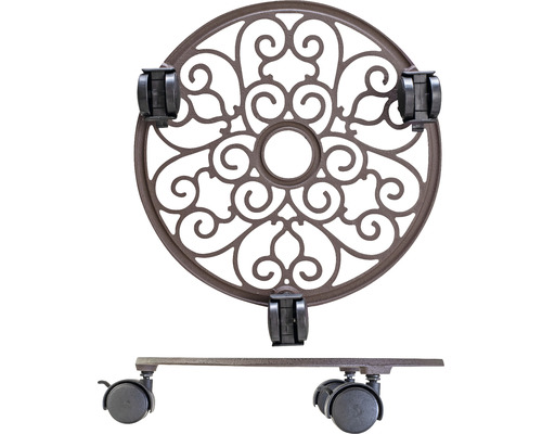 Plantenroller van metaal met wielen