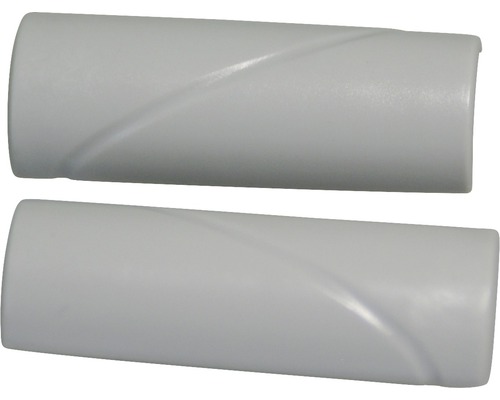 Twee grijze verwarmingsbuisafdekkingen van kunststof