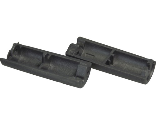 Twee zwarte kunststof eindkappen