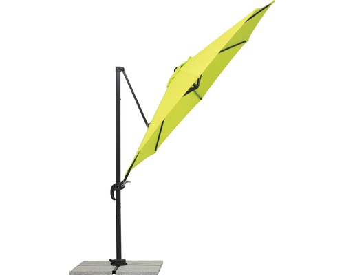 Vrijhangende parasol met metalen standaard en stoffen kap