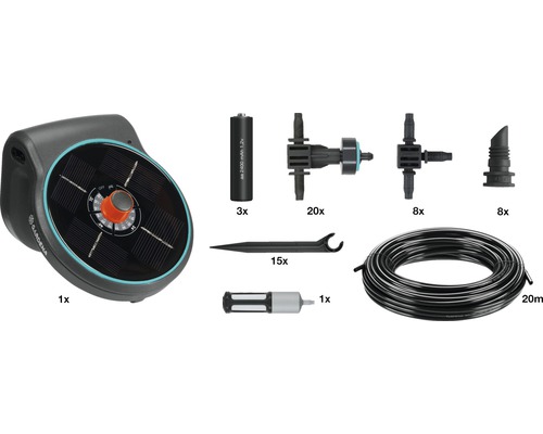 Gardena vakantie irrigatieset met irrigatiecomputer, batterijen, verbindingsstukken, einddruppelaars, buis en accessoires