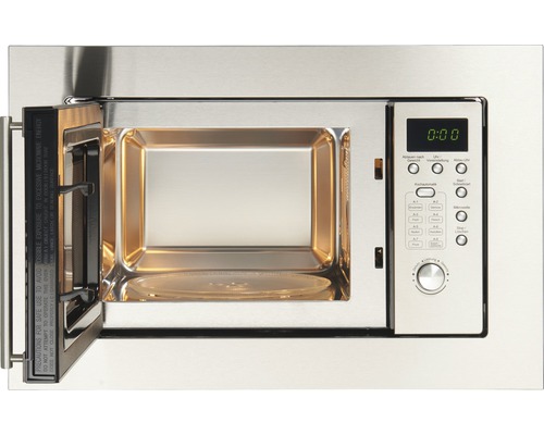 Roestvrijstalen magnetron met open deur en bedieningselementen
