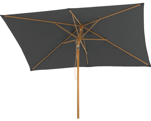 Rechthoekige parasol met houten frame en stoffen bekleding