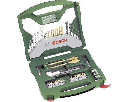 Bosch boorset in groene kunststof box met diverse boren en bits