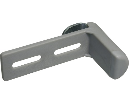 Grijze meubelverbinder met twee sleuven