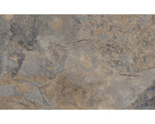 Close-up van een vloertegel met leisteenlook.