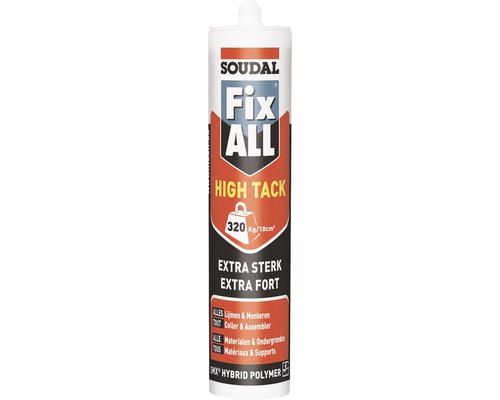 SOUDAL Fix All High Tack zwart kitkoker 290 ml Soudal Fix All lijm- en afdichtingsmiddel cartridge