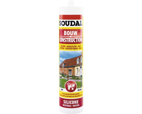 SOUDAL Bouwkit zuurvrij wit kitkoker 290 ml Soudal bouw siliconen patroon