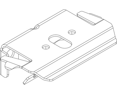 Bovenaanzicht van een montageonderdeel met bevestigingsgaten