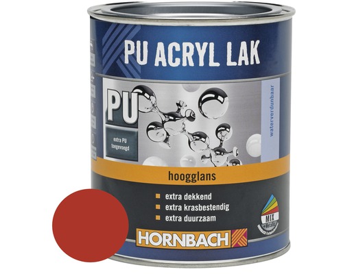HORNBACH PU Acryl lak hoogglans vuurrood 750 ml PU Acryllak blik met kleurvoorbeeld