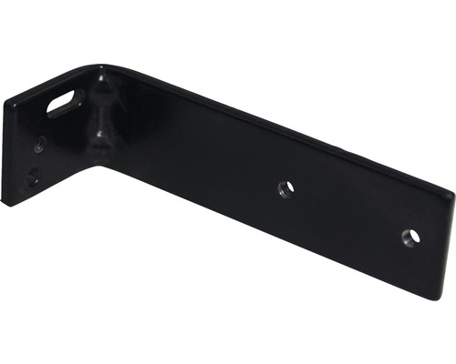 Zwarte hoekverbinder met bevestigingsgaten