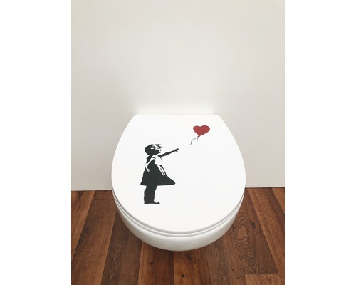 Toiletbril met meisje en hartballonmotief